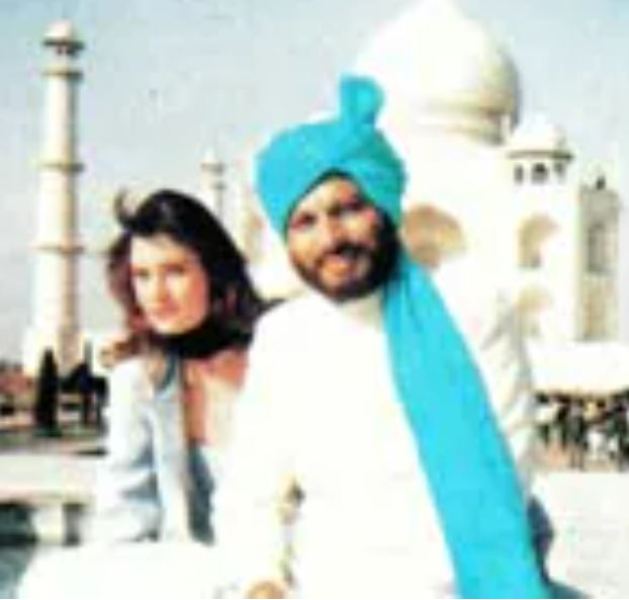 Vijayendra Ghatge with Carol Alt - a picture from the sets of 'Missione D'Amore' (1993)