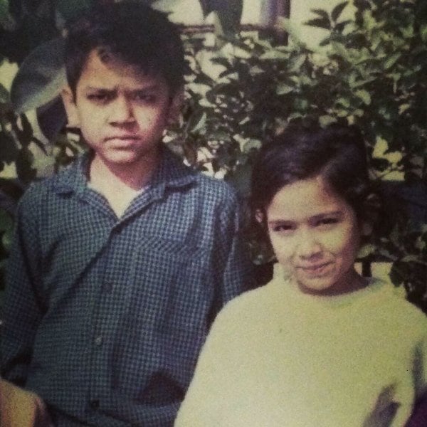 A childhood photograph of Kumar Varun with his sister
