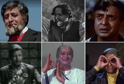 A collage of Pran's characters in different Hindi films