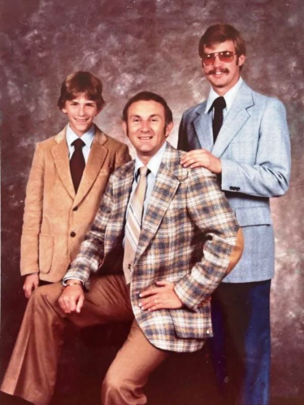 A family photo of Jeffrey Dahmer with his father, Lionel Dahmer, and younger brother