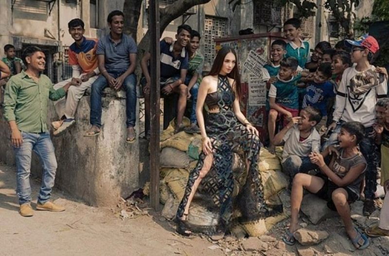 A picture from R’Bonney Gabriel’s shoot for an Indian-inspired clothing collection in Mumbai, India (2020)