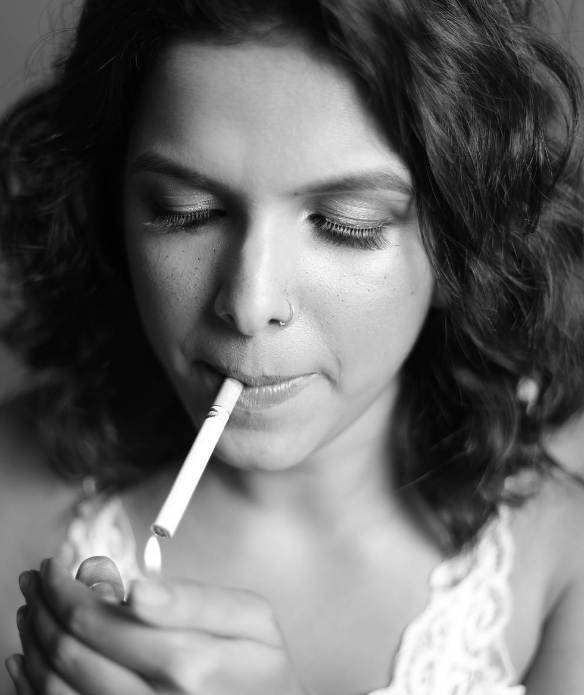 A picture of Mitali smoking