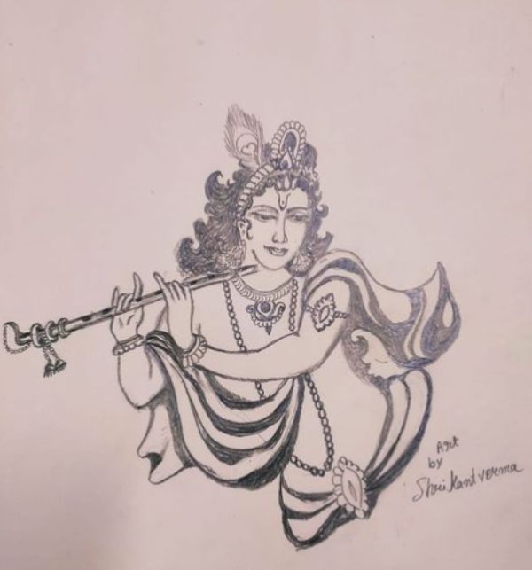 A picture shared by Shrikant Verma on his Instagram handle in whoch he is showcasing an art sketched by him