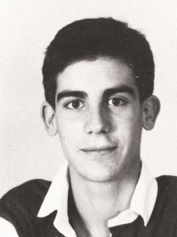Eric Garcetti posing for his yearbook photo while studying at the Harvard-Westlake School in 1988