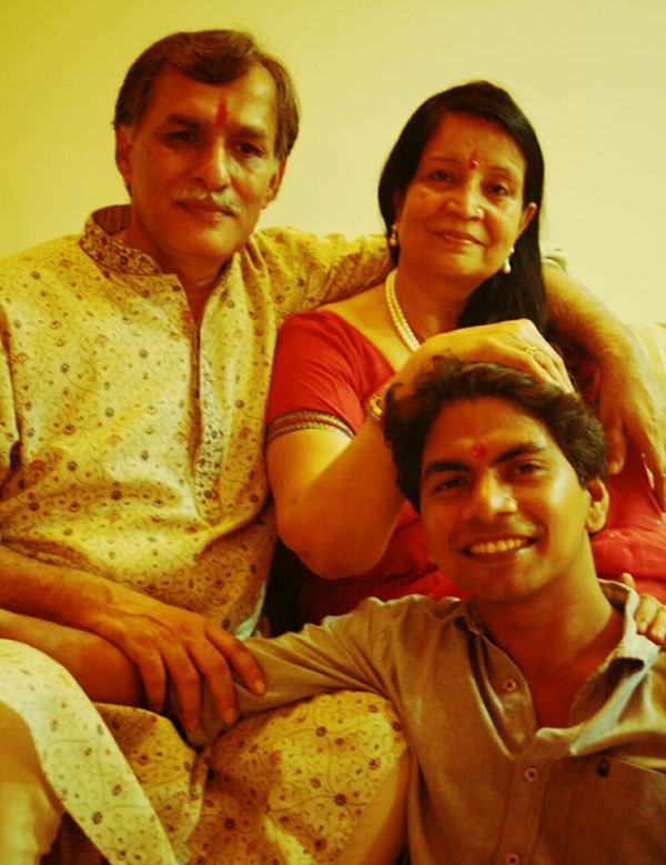 Aditya Kumar with his parents