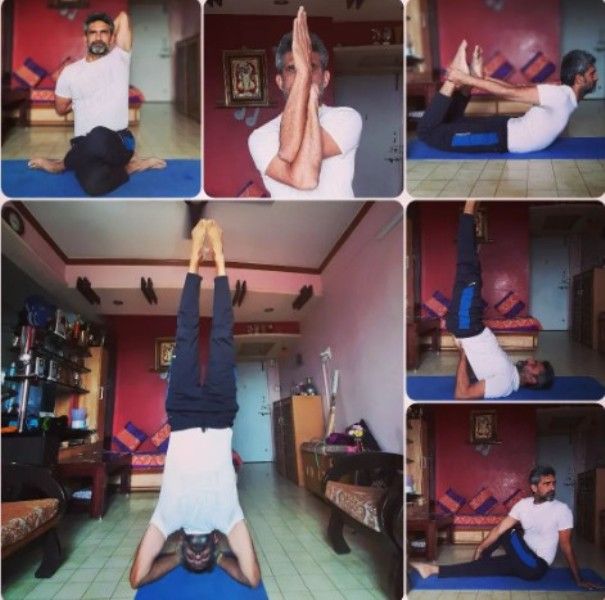 An image shared by Ajit Shidhaye practising yoga