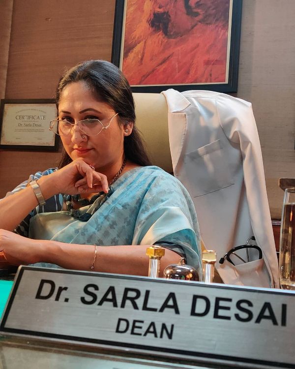 Jayati Bhati as Dr. Sarla Desai on the sets of the show Girls Hostel