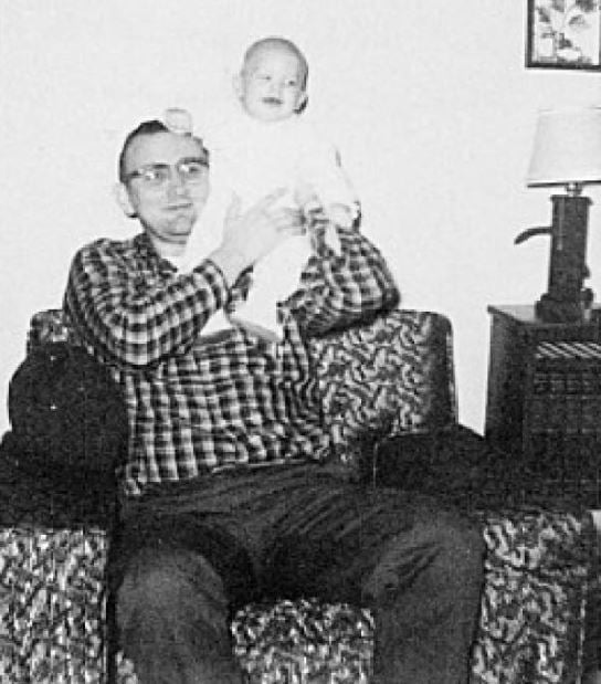 Jeffrey Dahmer as an infant with his father, Lionel Herbert Dahmer in 1960