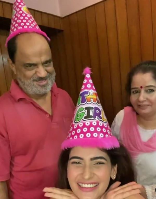 Karishma Sharma with her mother and step-father