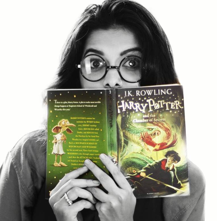 Mitali with a Harry Potter book