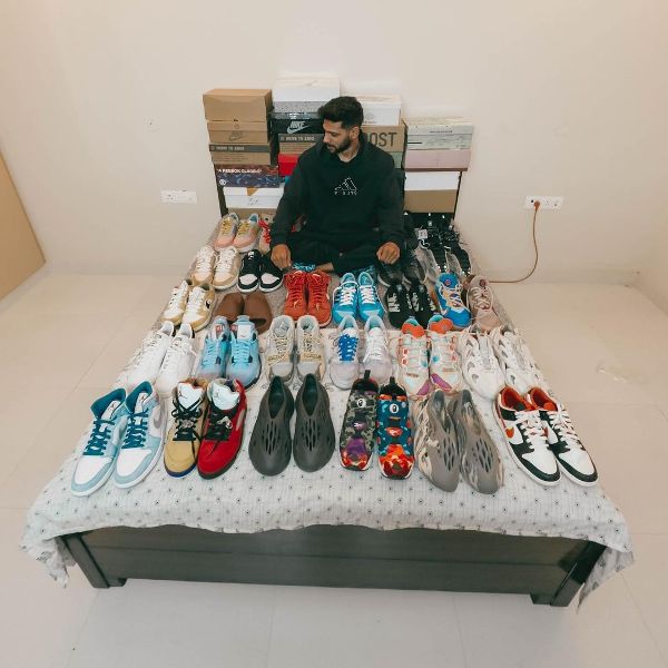 Ocean Sharma with his sneaker collection