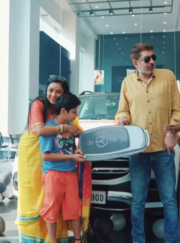 Rupali Ganguly with her brand new Mercedes car