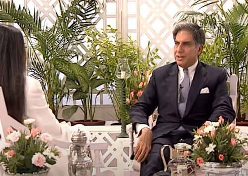Simi Garewal and Ratan Tata during one of the episodes of Rendezvous with Simi Garewal