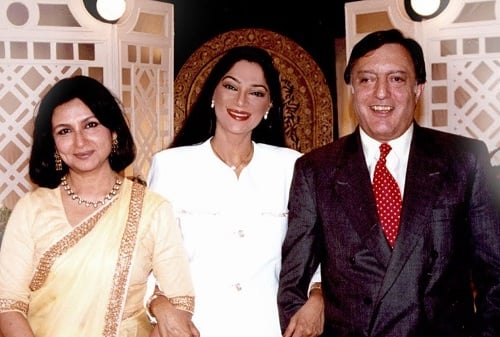Simi Garewal with Mansoor Ali Khan Pataudi and Sharmila Tagore