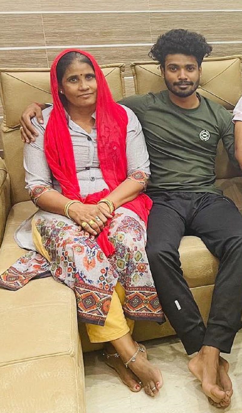 Sumit Goswami with his mother