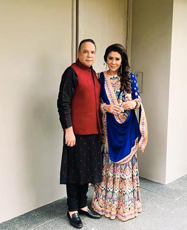 Vandana Luthra with her husband Mukesh on Karva Chauth 2022