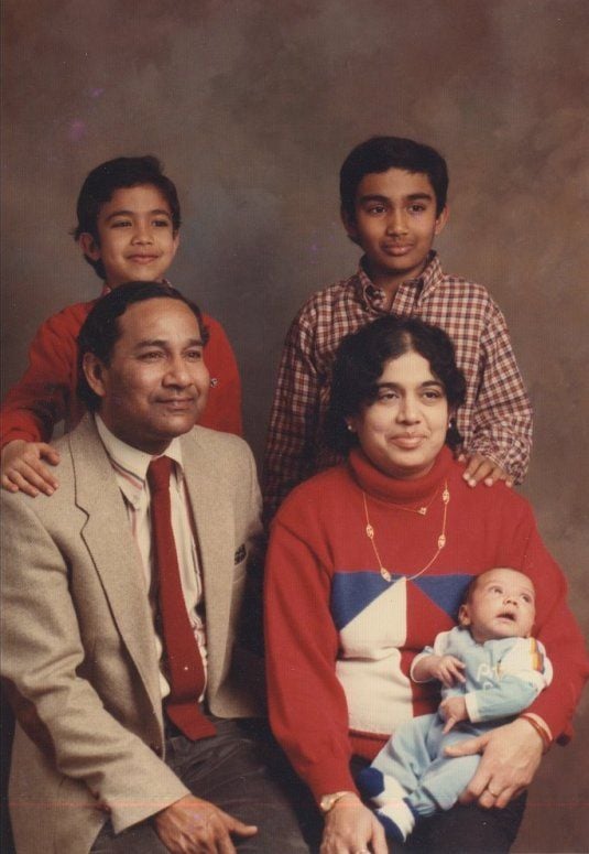 A childhood picture of Neal Mohan (standing extreme right) with his family