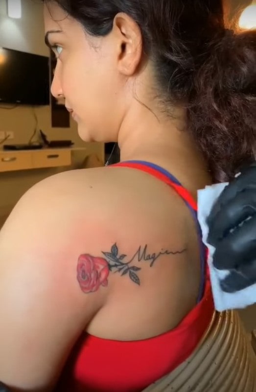 A photo of Honey Rose's tattoo
