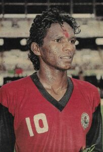 A photograph of I. M. Vijayan from his days as a Mohun Bagan player