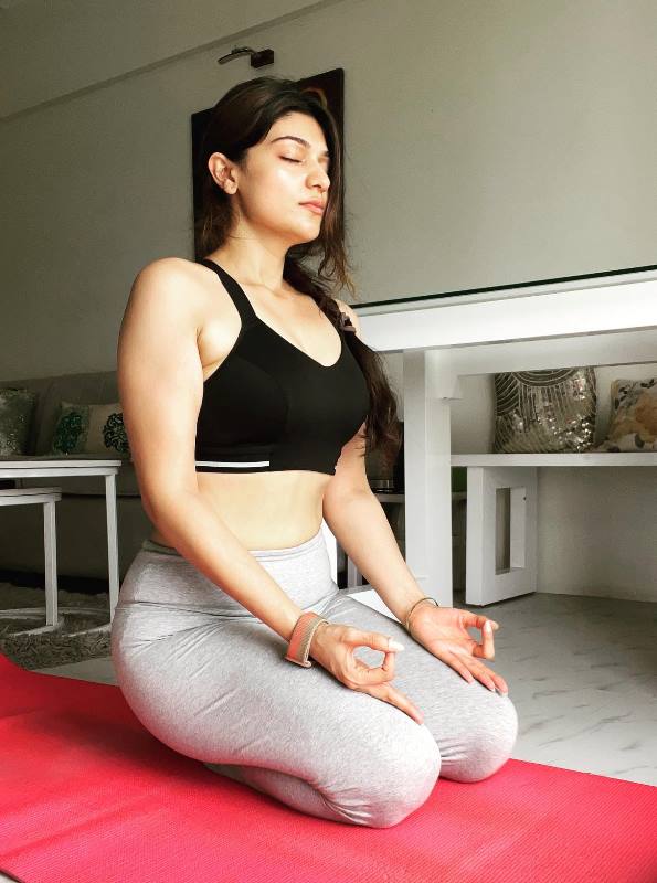 Aditi Gautam practising yoga
