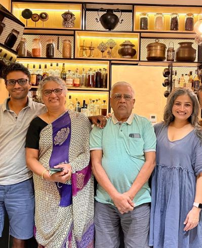 Anusha Bhagat with her parents and brother
