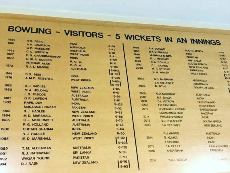 Chetan Sharma's name inscribed on the Lord's Wall of Fame for taking 5 wickets in a test match