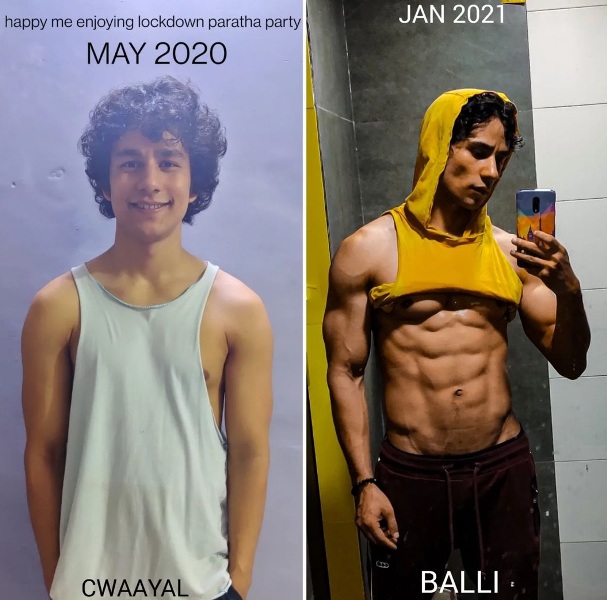 Cwaayal Singh's social media post displaying his physical transformation