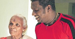 I. M. Vijayan with his mother