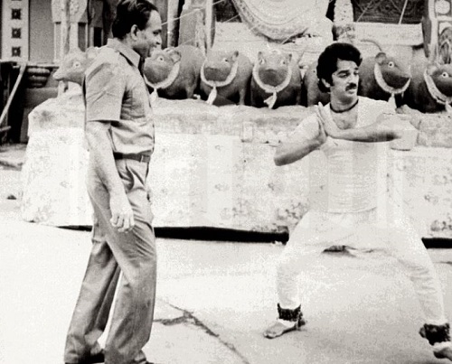 K. Vishnwanath directing Kamal Haasan in Sagara Sangamam (1983)