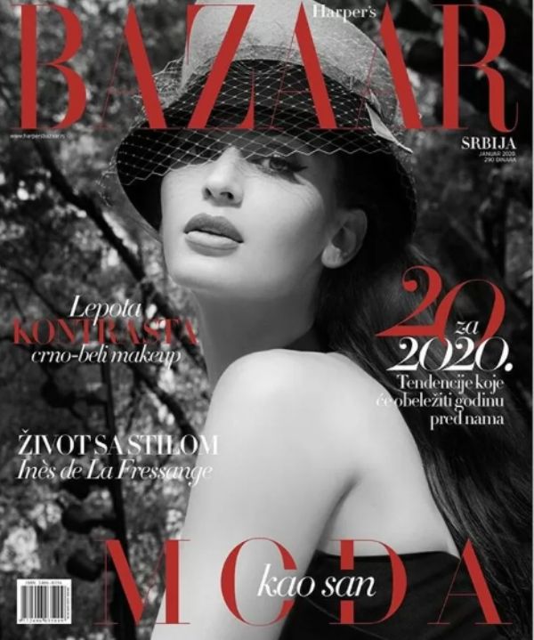 Natalia Barulich on the cover of Bazaar magazine