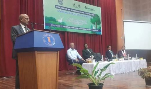 P. V. Sanjay Kumar addressing the public at a workshop on Wildlife Crime Prevention
