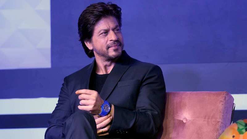 Shah Rukh Khan flaunting his blue watch, Audemars Piguet's Royal Oak Perpetual Calendar