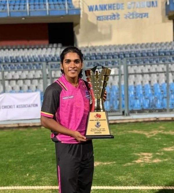 Simran Shaikh after winning President's Cup T20 women's league
