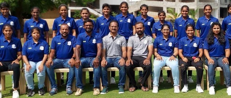Sneha Deepthi (third from right in the front row) with the Senior Women Andhra Team