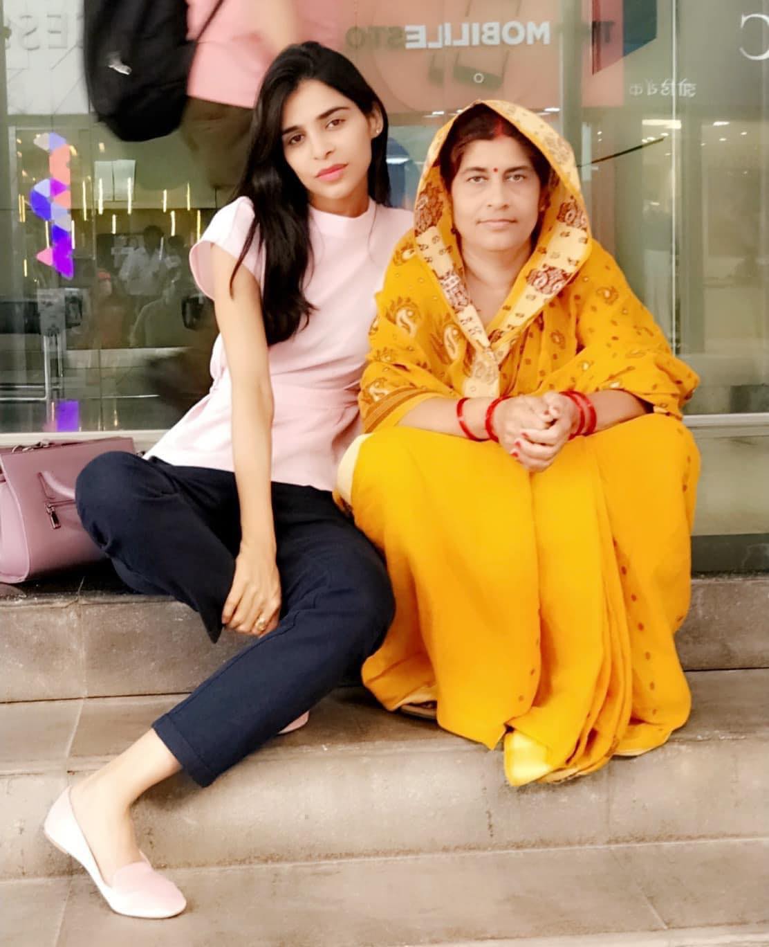 Tanu Chandel with her mother