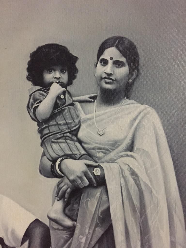 A childhood photograph of Vaibhav Reddy with his mother