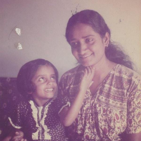 A childhood photograph of Kani Kusruti with her mother