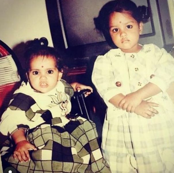 A childhood picture of Sabbhineni Meghana with her sister, Geethika
