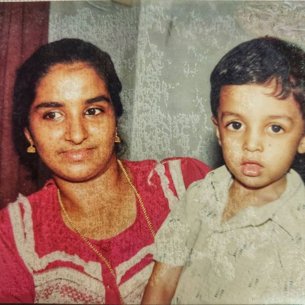 A childhood picture of Sagar Surya with his mother