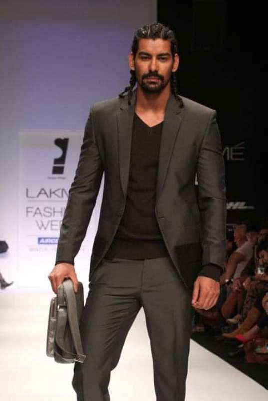 A photo of Kabir Duhan Singh modelling during Lakme Fashion Week