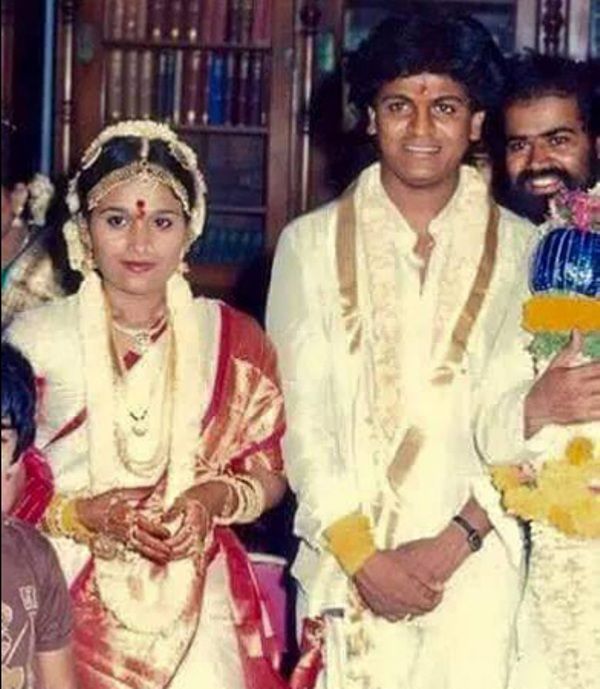 A wedding photograph of Shiva Rajkumar and Geetha