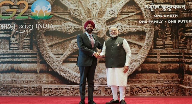 Ajay Banga with Prime Minister Narendra Modi at the 2023 G20 Summit