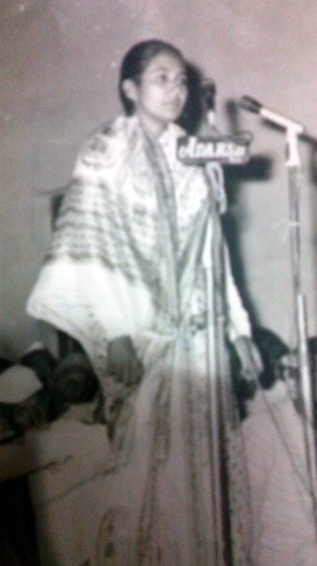 An old photo of Gulab Devi taken while she was addressing a rally in UP