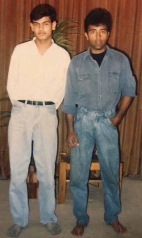 An old photo of Saeed Anwar (right)