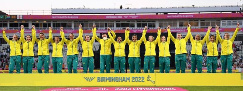 Australia Women after winning gold medal at cricket tournament at the 2022 Commonwealth Games