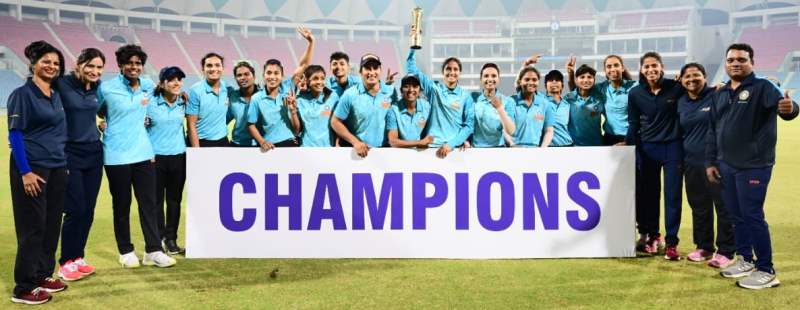 Central Zone team after winning the Senior Women's Inter Zonal T20 Trophy (2022-2023)