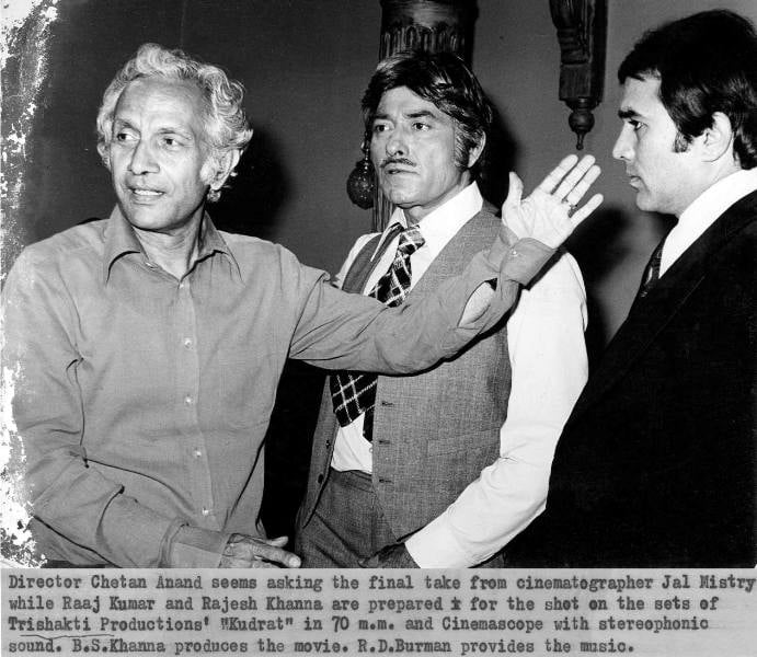 Chetan Anand, Raaj Kumar, and Rajesh Khanna