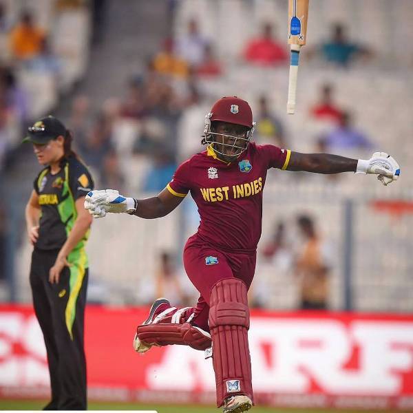 Deandra Dottin celebrating after hitting the winning runs in the 2016 T20 World Cup final
