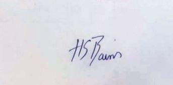Harjot Singh Bains' signature