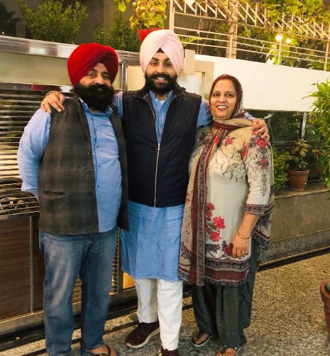 Harjot Singh Bains with his parents